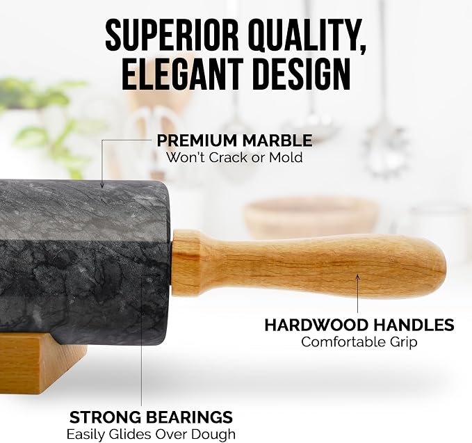 Zulay Kitchen 17-Inch Marble Rolling Pin - Image 3