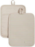 KitchenAid Ribbed Soft Silicone Pot Holder 2-Pack Set, Milkshake Tan by KitchenAid