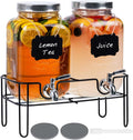Bululuo Glass Drinks Dispenser for Parties, 2 PACK 1 Gallon Beverage Dispenser by Moretoes