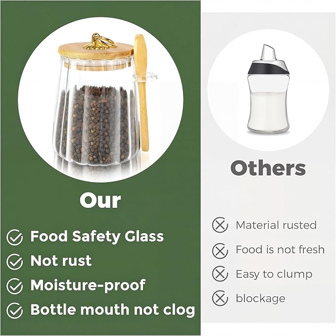 2 Pack Sugar Jar with Lid and Spoon, 24oz Large Glass Spice Jars - Image 7