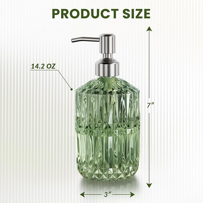 AmazerBath Soap Dispenser, 2 Pack Green Glass Soap Dispenser - Image 4