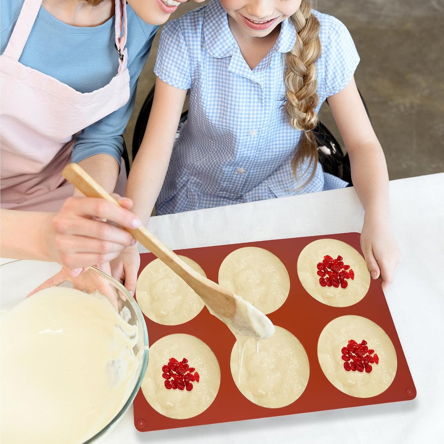 3 Pcs Silicone Egg Molds 4 Inch Jumbo Muffin Top Pans for Baking,Non-Stick 6 Holes Large Round Silicone Molds for Hamburger Egg Whoopie Pie Sandwich