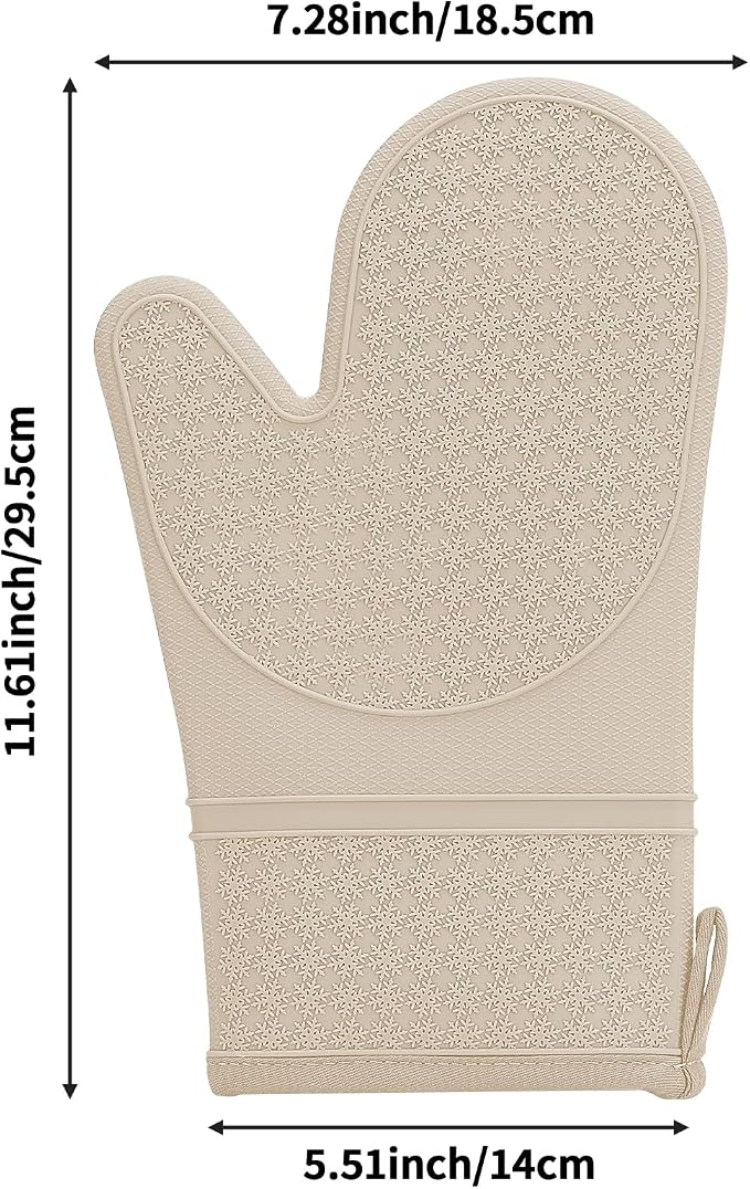 Hovico Silicone Oven Mitts, Heat Resistant 500F Kitchen Mitts 2PCS, 11.6" - Image 2