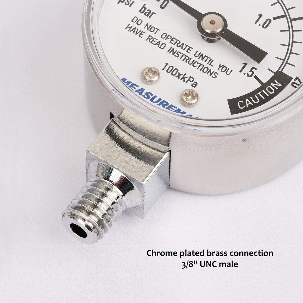 MEASUREMAN Stainless Steel Pressure Cooker Gauge, Pressure Canner Gauge, Steam Pressure Gauge, 2" Dial, Lower Mount, Including Gasket, Washer and Nut