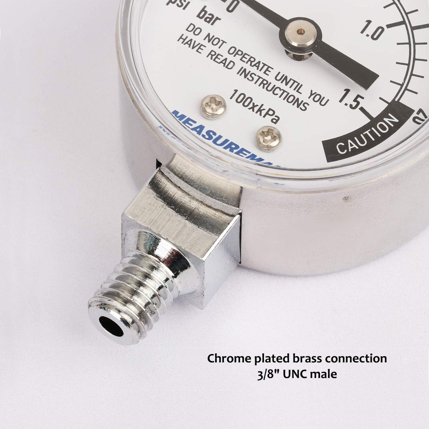 MEASUREMAN Stainless Steel Pressure Cooker Gauge, Pressure Canner Gauge, Steam Pressure Gauge, 2" Dial, Lower Mount, Including Gasket, Washer and Nut