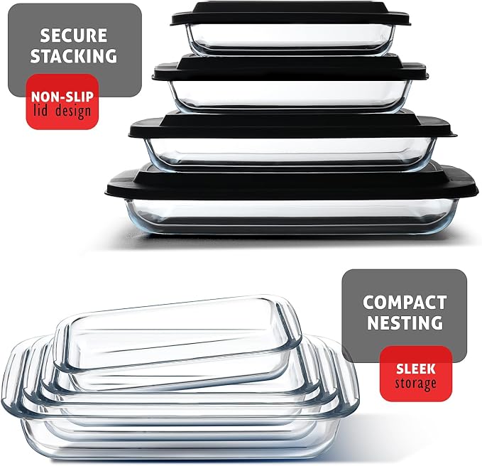 EATEX 16-Piece Deep Glass Casserole Dishes - Image 5