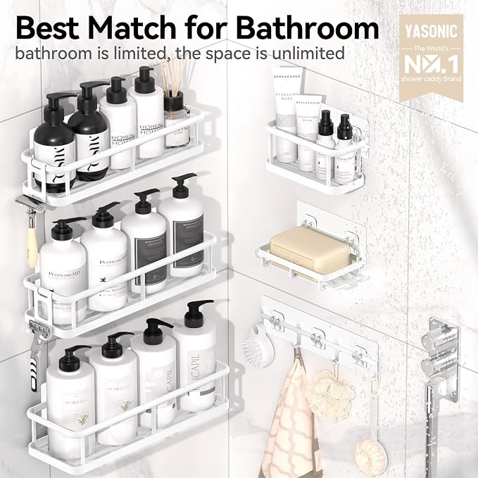 YASONIC Shower Caddy, 6 Pack Large Capacity shower organizer - Image 2
