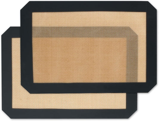 Silicone Baking Mat,Silicone Mat,2 Pack Reusable Non-Stick Baking Mat,Food Safe Silicone Mats for Baking, Oven Baking Sheet for Making Cookies, Macaroons, Bread,(11.8"L x 8.3"W)