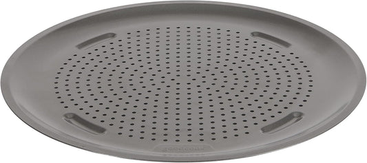 GoodCook AirPerfect 14" Insulated Nonstick Carbon Steel Pizza Pan with Cutting Guides, Perforated Nonstick Pizza Pan, Gray