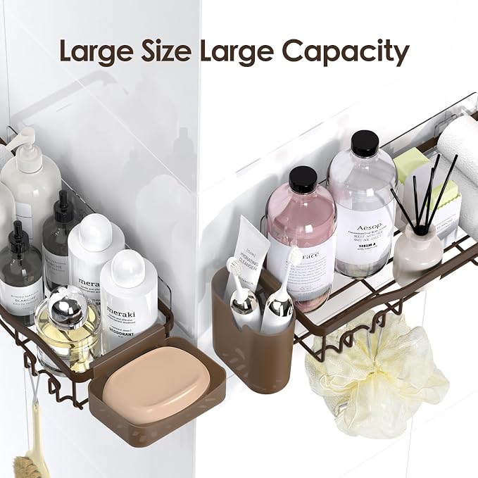 NESOMI Shower Caddy Adhesive Shower Organizer 7-Pack, Rustproof Stainless Steel - Image 8