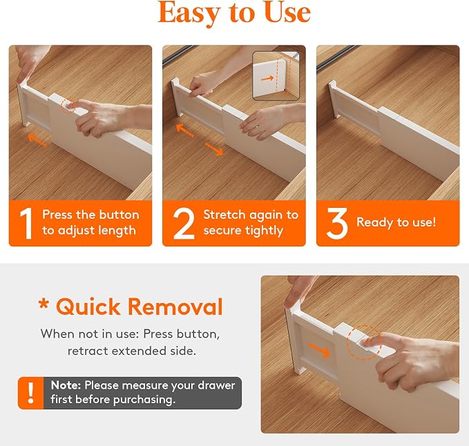 Lifewit 9 Pack 5" High Drawer Dividers 34-56cm/13.5-22" Adjustable Drawer - Image 3