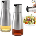 Tebery 2 Pack Silver Olive Oil and Vinegar Dispenser Set, 10OZ Oil Dispenser by Tebery