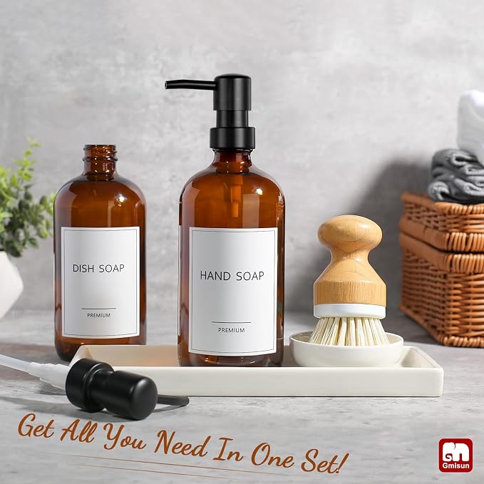 GMISUN Dish Soap Dispenser, 16 Oz Kitchen Soap Dispenser Set - Image 2