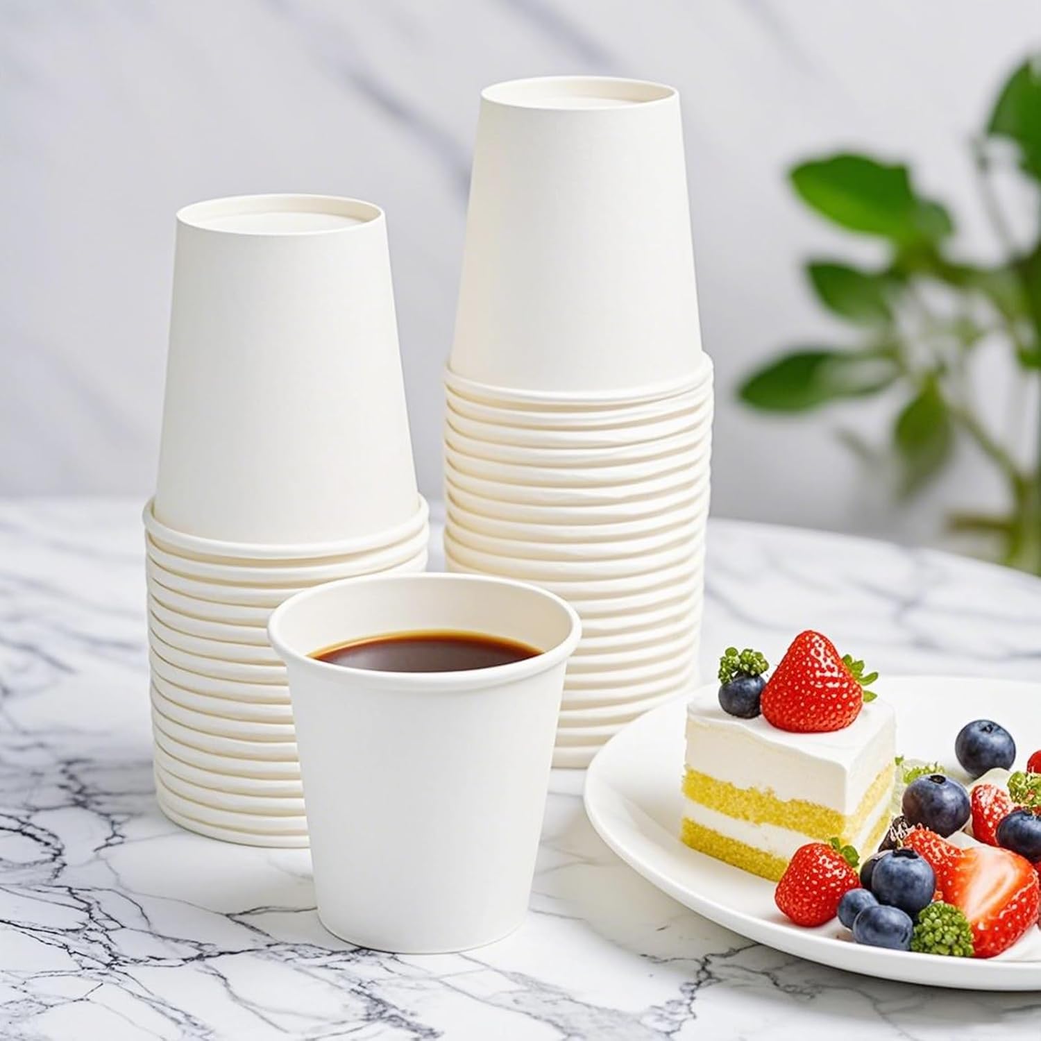 Disposable Cups, 200 Pack 8 Oz Paper Cups, Disposable Coffee Cups 8 Oz, Hot Cups Tea Cups Water Cups for Home Office Travel Party