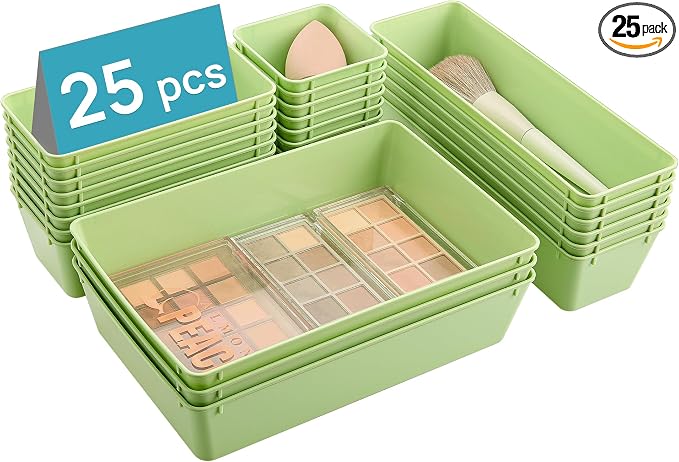 Vtopmart 25 PCS Plastic Drawer Organizers Set, 4-Size Versatile Bathroom and by Vtopmart