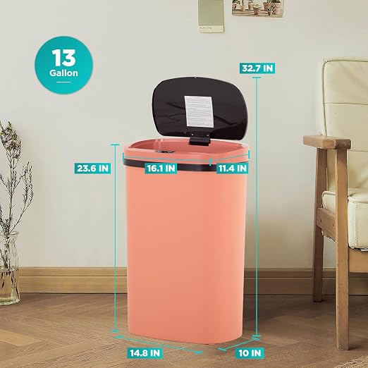 PayLessHere | 13 Gallon Plastic Trash Can | Pink | Automatic Touchless Lid - Image 7