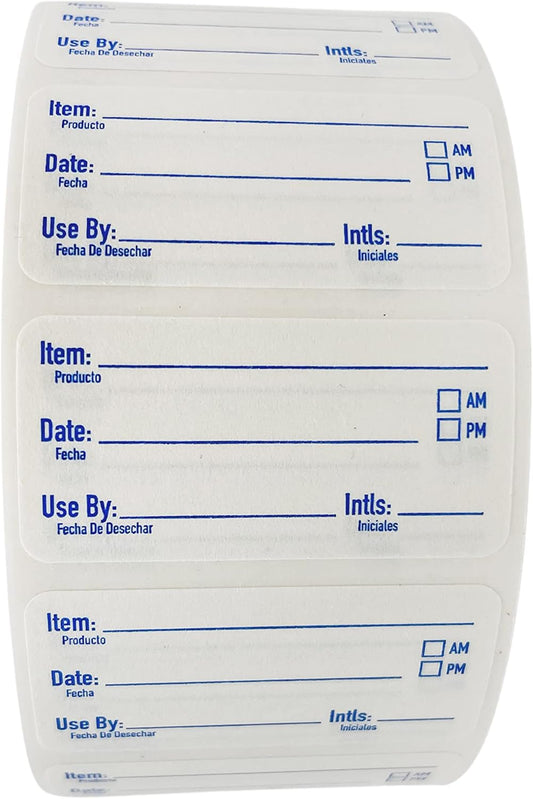 2x1 Dissolvable Food Labels, 1000 Label Stickers, Bottle Labels for Storage Bins, Sticker Labels for Food containers, (1000, Blue)