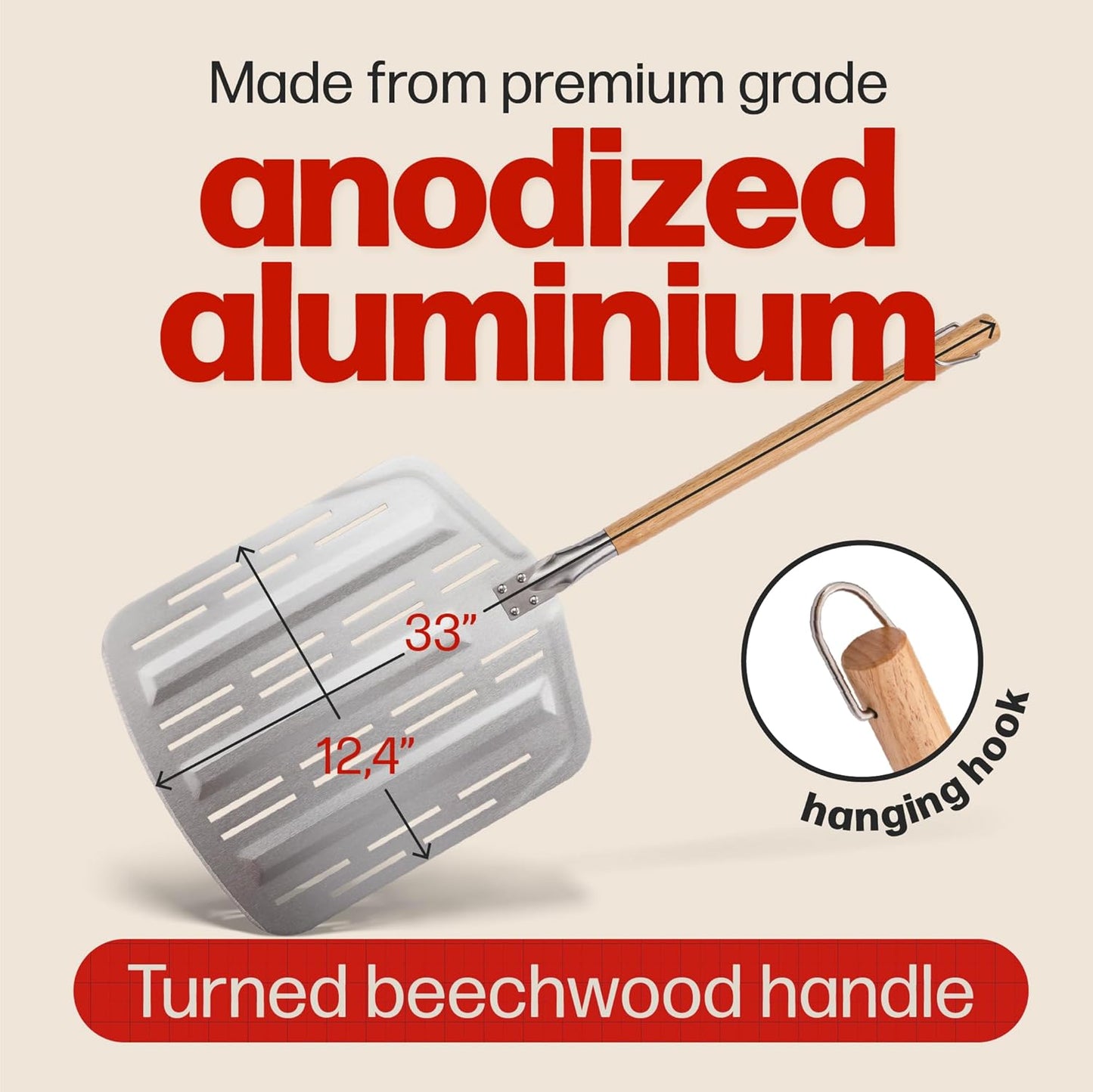 Hans Grill Pizza Stone PRO XL Baking Stone For Pizzas use in Oven, Grill or BBQ FREE Long Handled Anodised Aluminium Pizza Peel | Rectangular Stone 15 x 12" Inches | For Pies, Pastry, Bread, Calzone