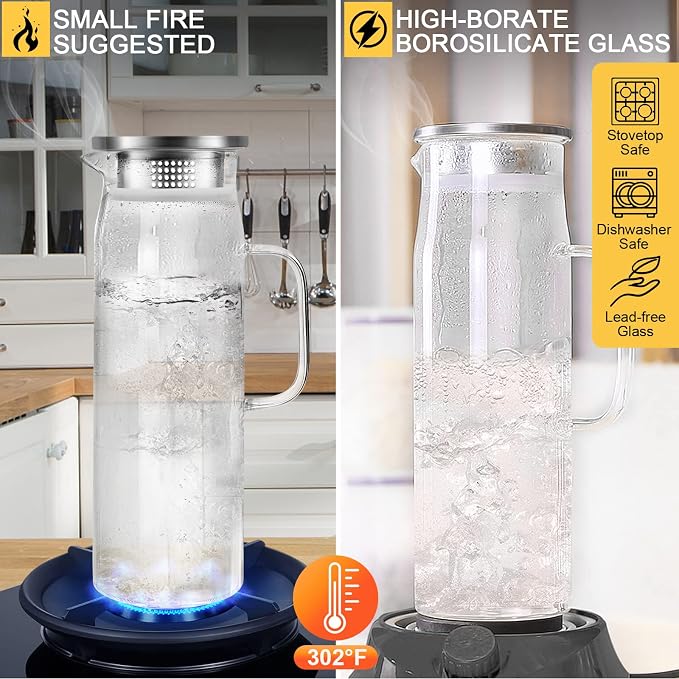 Yirilan Glass Pitcher, 1.5liter Glass Pitcher - Image 2