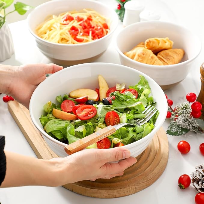 HASENSE Mixing Bowls, Large Ceramic Salad Bowls 2.1/1.5/1.0 Qt, Versatile - Image 7