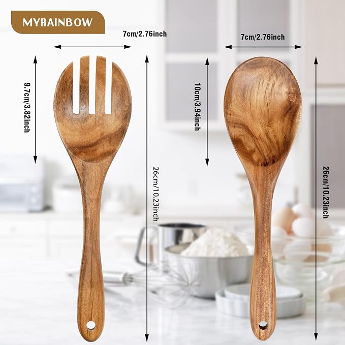 MYRAINBOW Salad Tongs, Wooden Spoons, Salad Tongs - Image 2