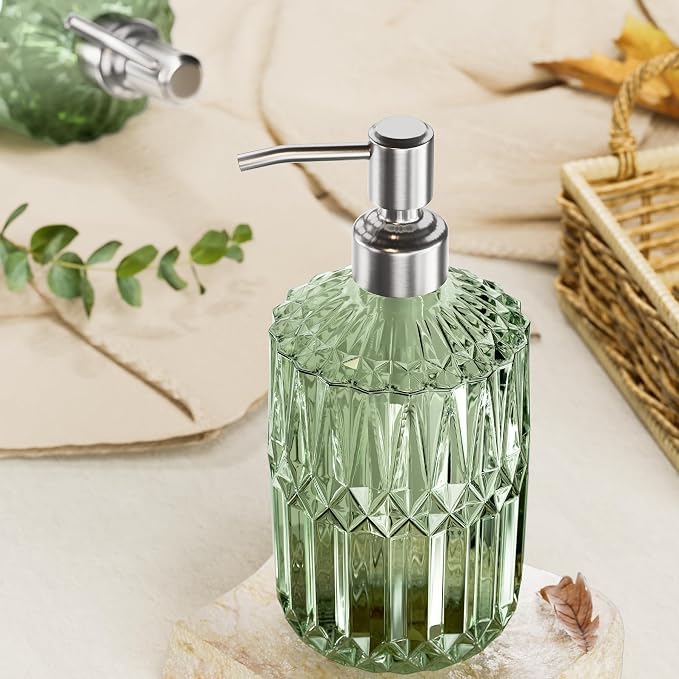 AmazerBath Soap Dispenser, 2 Pack Green Glass Soap Dispenser - Image 5