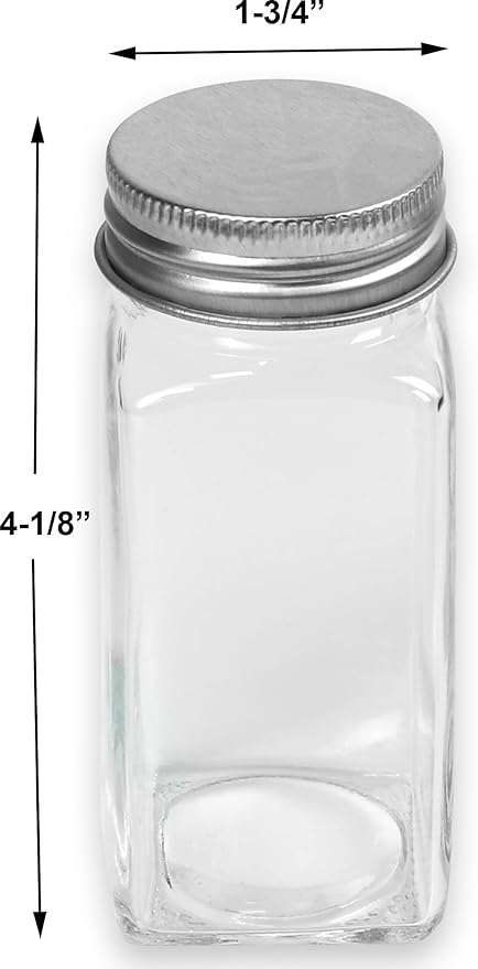 Simple Houseware Spice Jars 4 Ounce Square Glass Bottles - Image 4