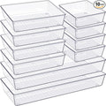 Criusia Drawer Organizer, 10 Pack Large Clear Plastic Set, 3 Size Versatile by Criusia