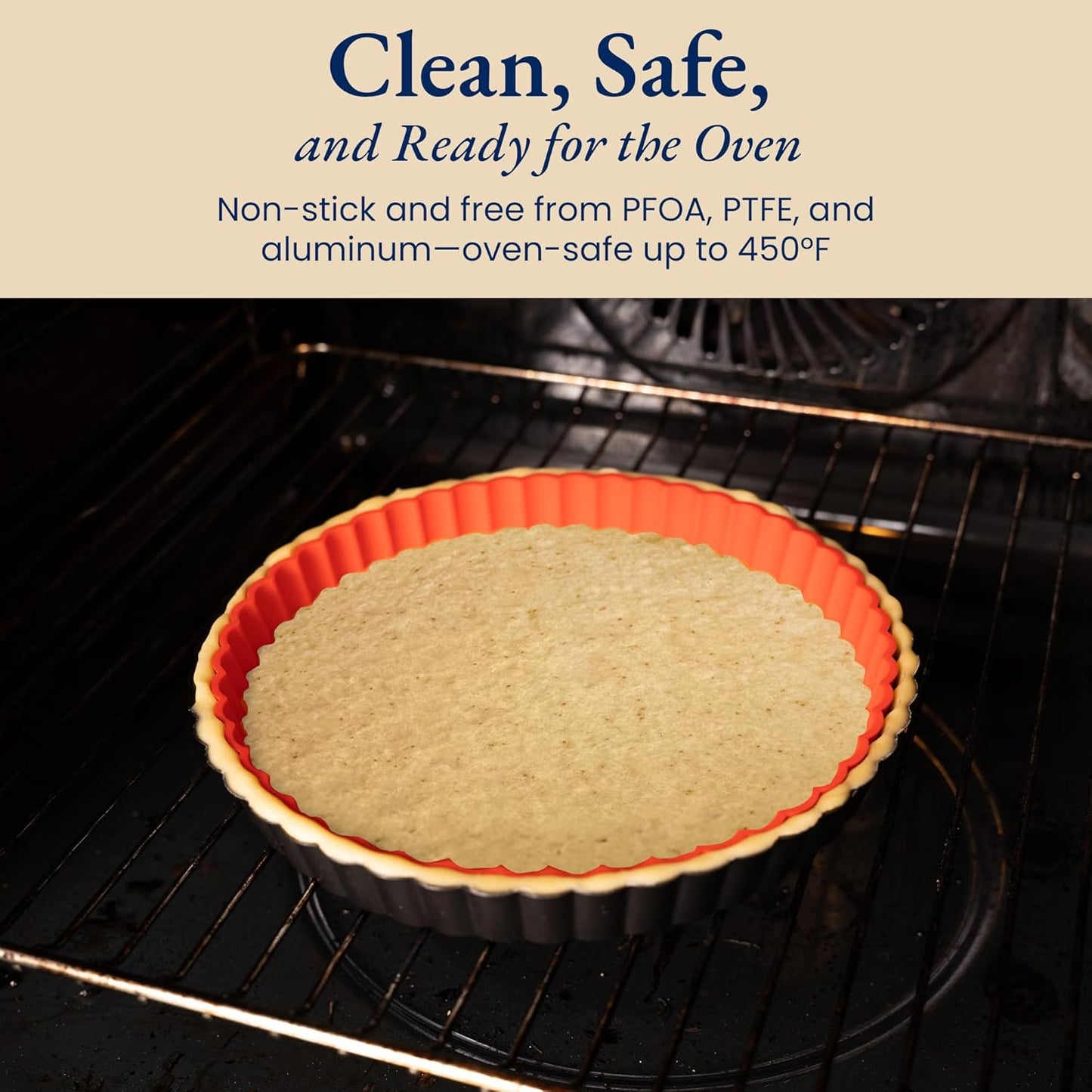 Patz&Patz Classic Tart Pan 9 Inch Removable Bottom with Patented Silicone Crust Shaper | Nonstick Carbon Steel Quiche Baking Dish, Fruit Tart Molds for Baking, Quiche Pan & Pie Mold - PFOA & PTFE-Free