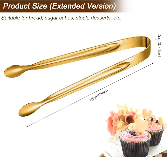 Gejoy 12 Pieces Mini Tongs Stainless Steel Small Sugar Serving Tongs - Image 4