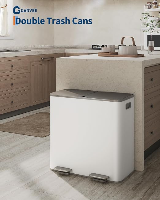 GarveeHome 2 x 10.6 gal Stainless Steel Double Trash Can - Image 6