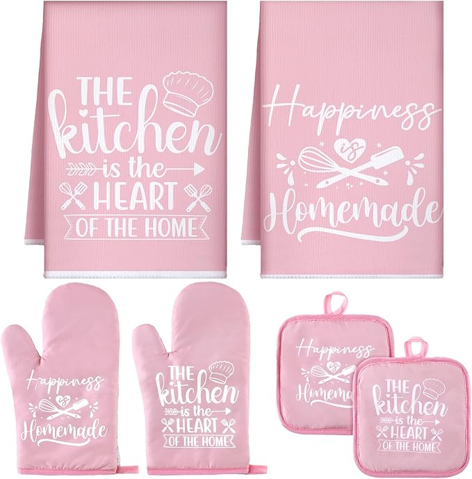 Sratte 6 Pcs Kitchen Decor Accessories Set Farmhouse Towels Pot Holders Oven by Sratte