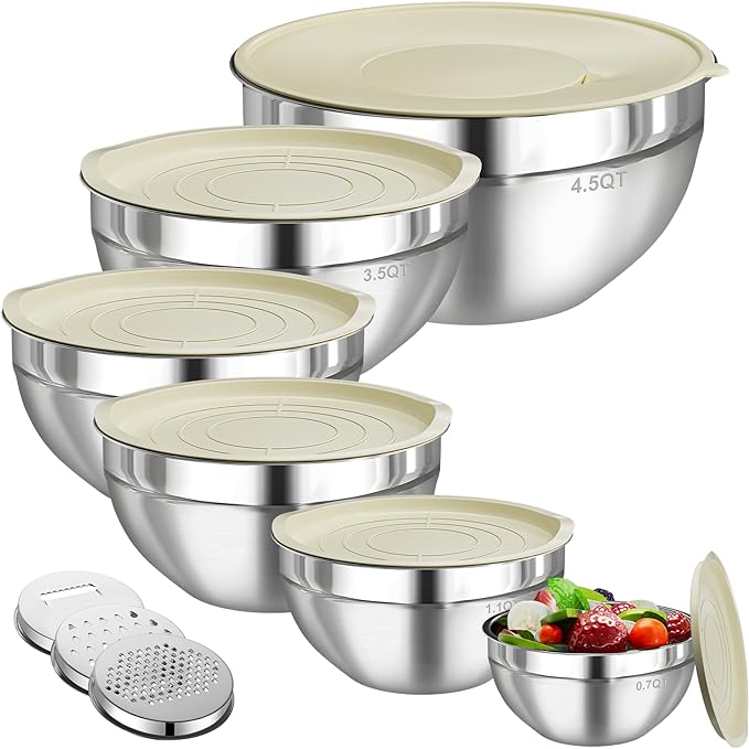 Mixing Bowls with Lids Set, Kitchen Food Storage Organizers Nesting Mixing Bowl by HelpYouSaveMoreSpace