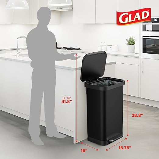 Glad Stainless Steel Step Trash Can, Series 2 - Image 2