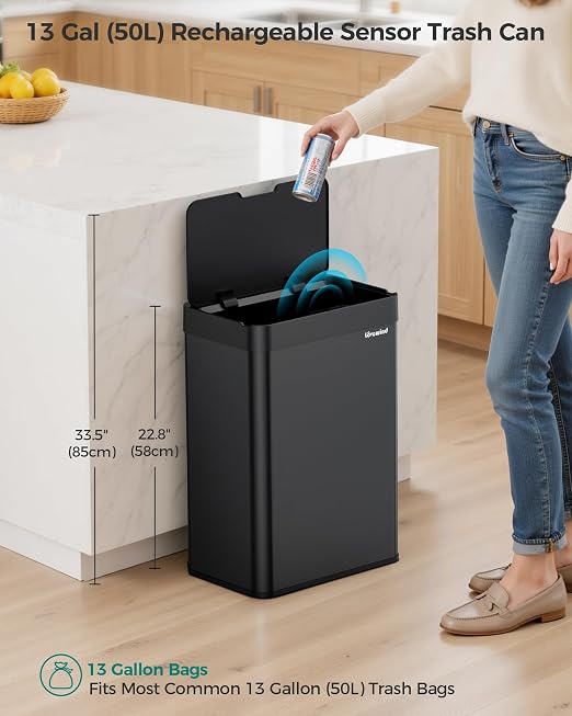 Kitchen Trash Can Touchless, 13 Gallon/50 Liter Stainless Steel Automatic - Image 2