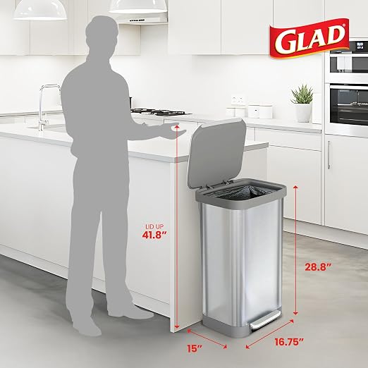Glad Stainless Steel Step Trash Can, Series 2 - Image 2