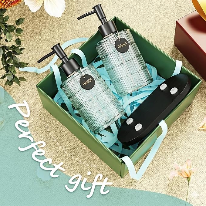 MASADI Soap Dispenser Set with Bamboo Tray, Dish and Hand Soap Lotion Dispenser - Image 7