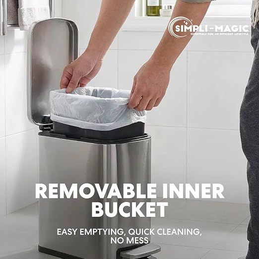 SIMPLI-Magic 6L/1.6G Stainless Steel Bathroom Trash Can - Image 6