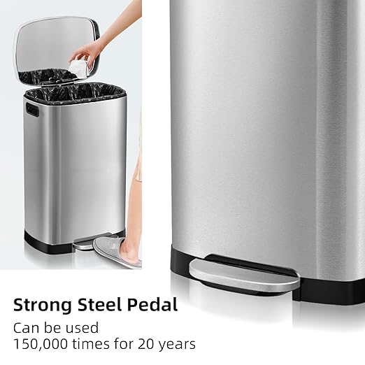 KdbK 13 Gallon Trash Can with Lid, 50L Fingerprint Proof Stainless Steel - Image 4