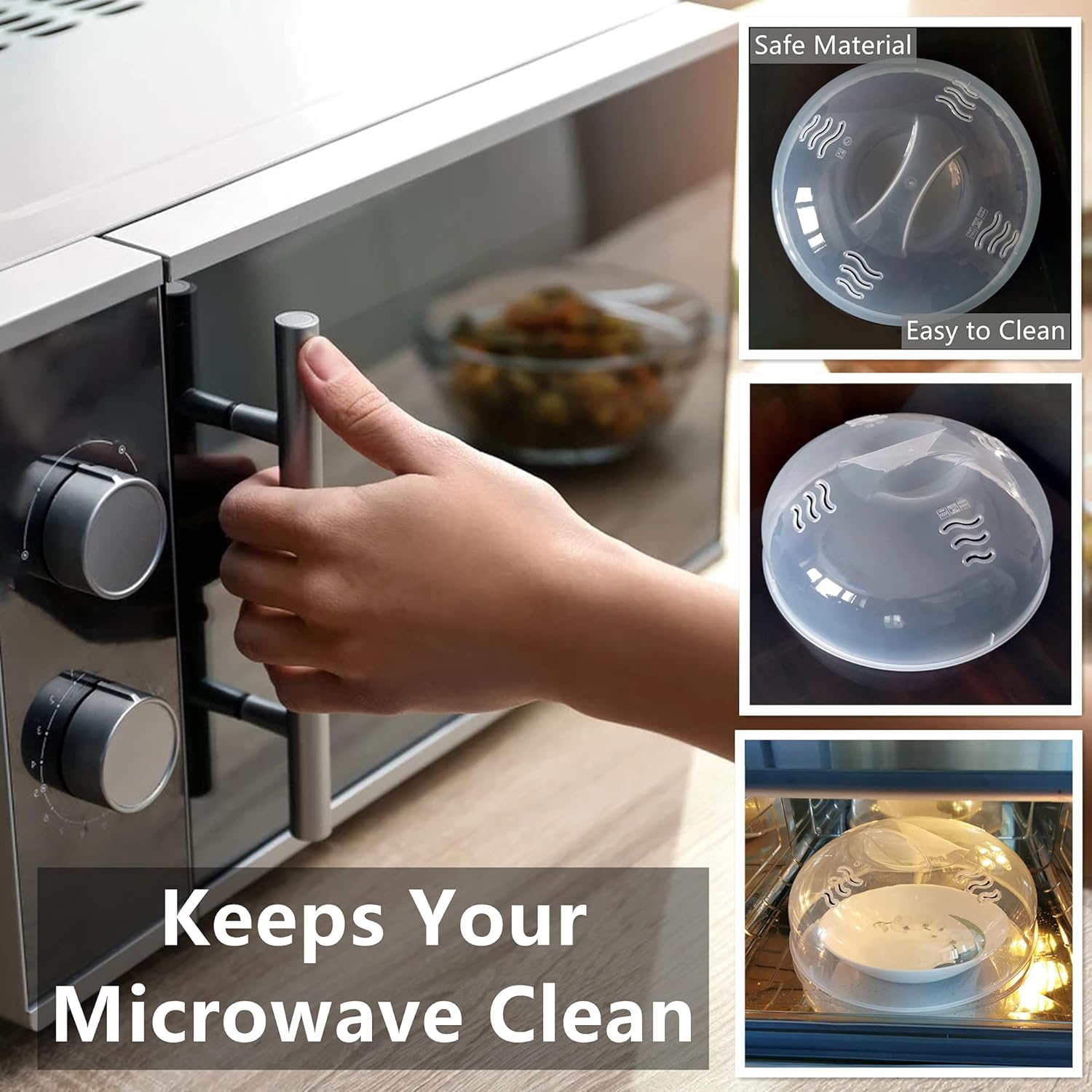 Microwave Splatter Cover for Food Large Microwave Plate Food Cover With Easy Grip Handle Anti-Splatter Lid With Enlarge Perforated Steam Vents,11.5 Inch,BPA Free & Dishwasher Safe