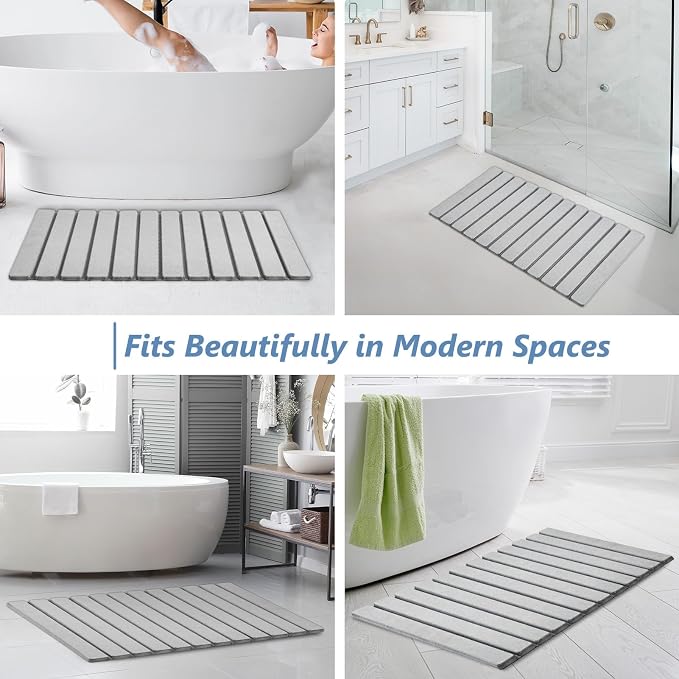 AWW Foldable Stone Bath Mat, Quick Dry Diatomaceous Earth Bath Mat - Image 6