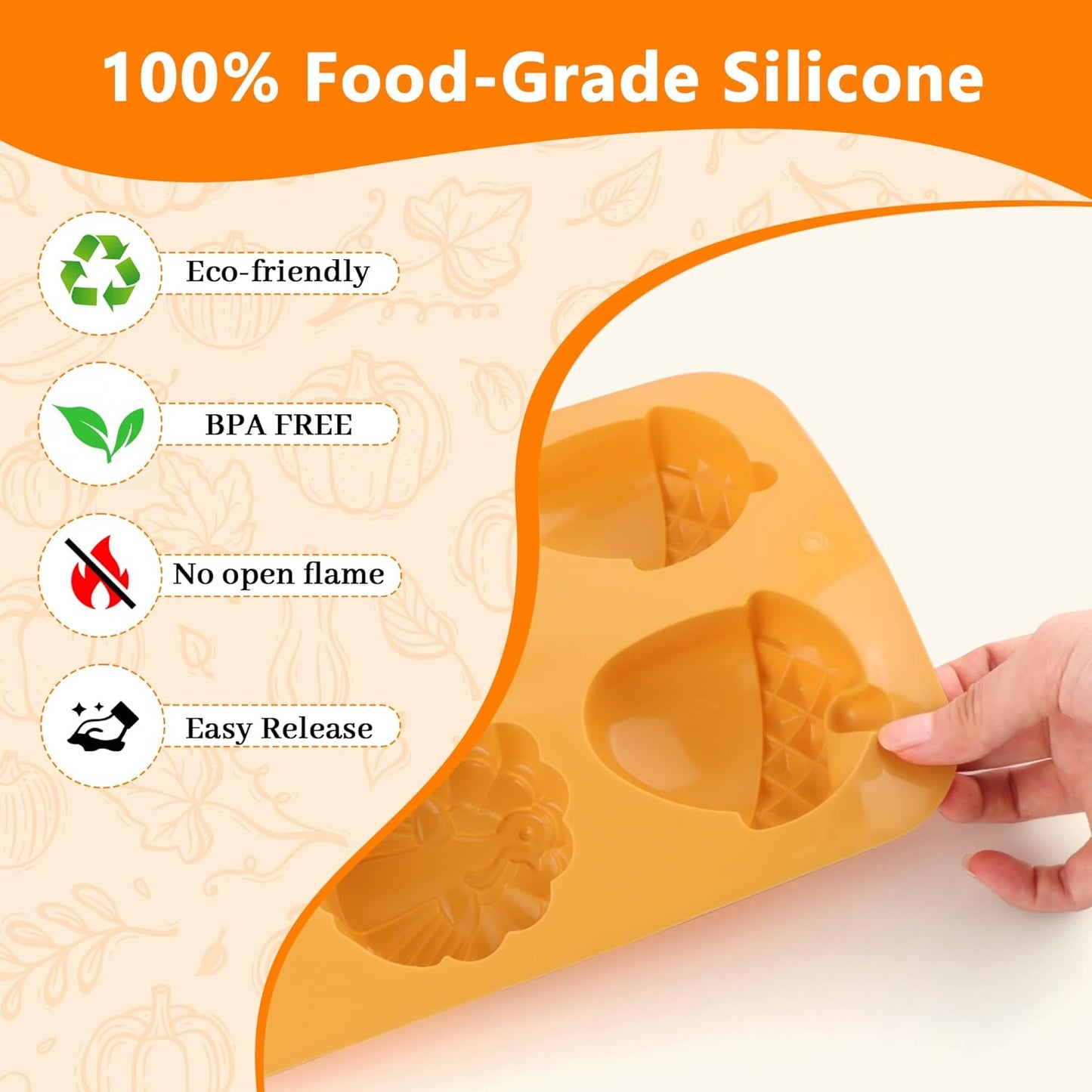 3-Pack 6-Cup Silicone Muffin Pans, Nonstick Cupcake Baking Molds, BPA/PFA-Free, Dishwasher & Oven Safe - Orange