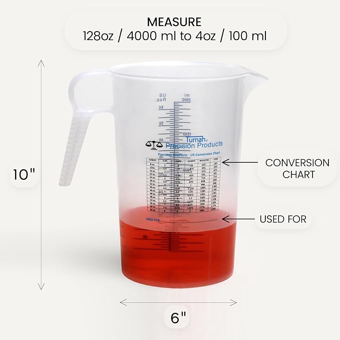 Half Gallon 64oz Measure Pitcher- Conversion Chart-Strong Food Grade - Image 2