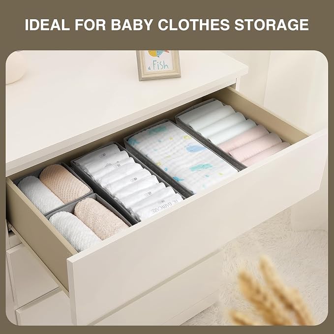 DIMJ Drawer Organizer Clothes Set of 8, Foldable Closet Drawer Bins, Underwear - Image 2