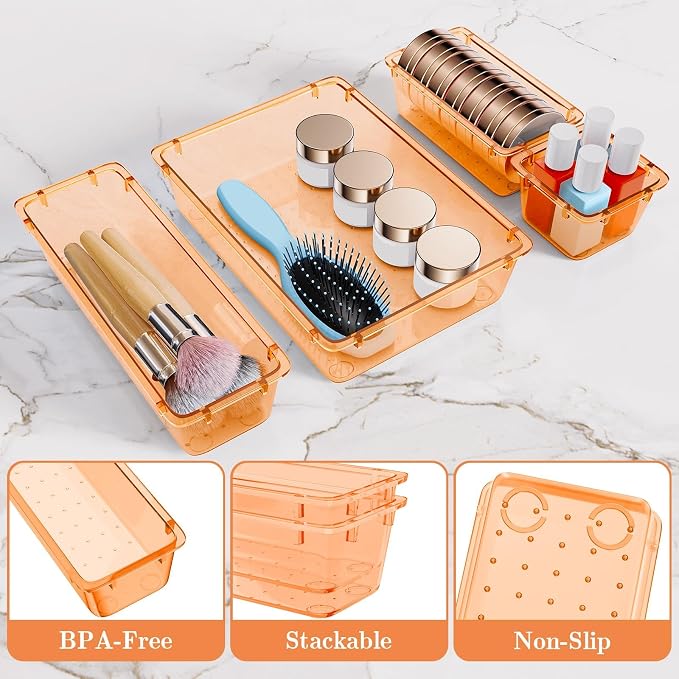 SpaceHacks 25 PCS Plastic Drawer Organizer Set, 4-Size Versatile Organizer - Image 3