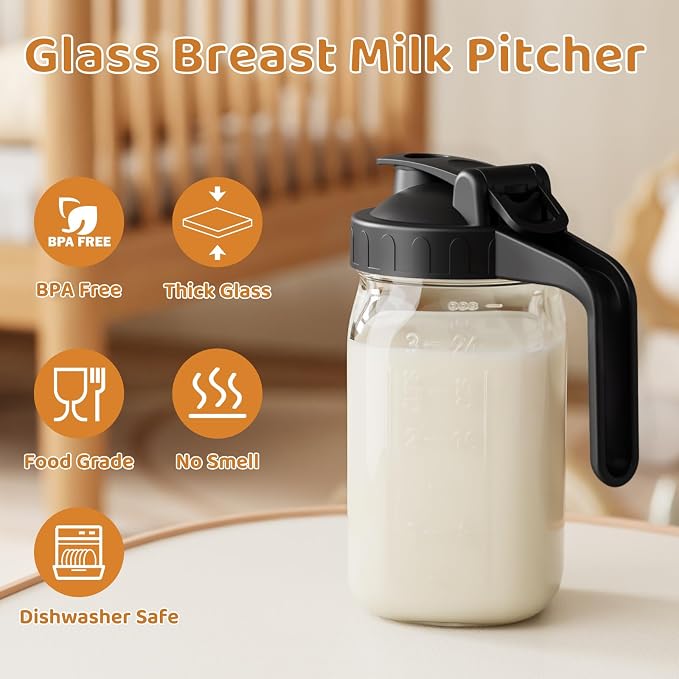 Breast Milk Pitcher, Mason Jar 32 oz, Wide Mouth Jar - Image 5