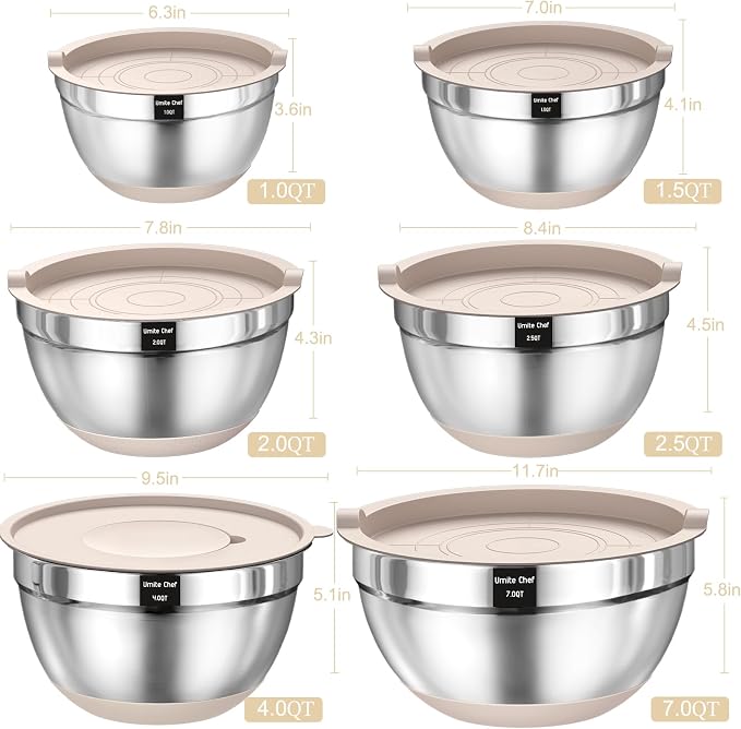 Mixing Bowls with Airtight Lids Set, Non-Slip Bottoms & Kitchen Gadgets Set - Image 2