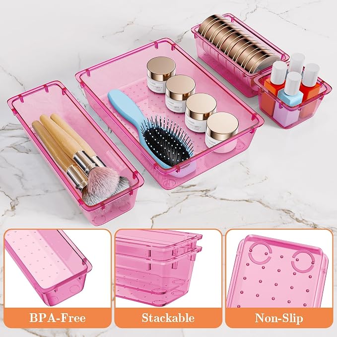 SpaceHacks 25 PCS Plastic Drawer Organizer Set, 4-Size Versatile Organizer - Image 3
