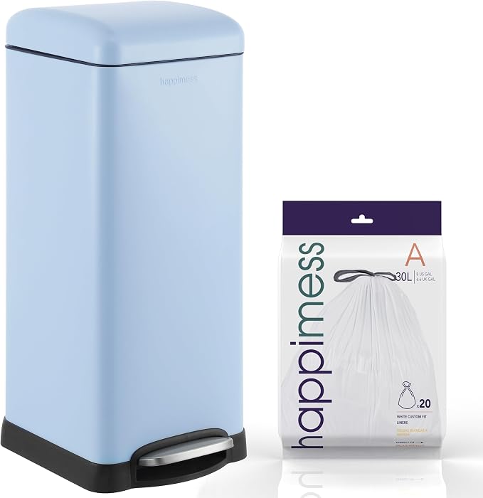 happimess HPM1007I Betty Retro 8-Gallon Step-Open Trash Can, Fingerprint by Happimess