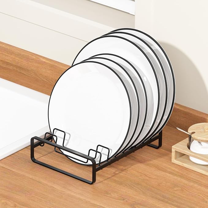 2 Pack Plate Holders Organizers 8 Slots Upright Cabinet Dish Drying Racks Metal - Image 5